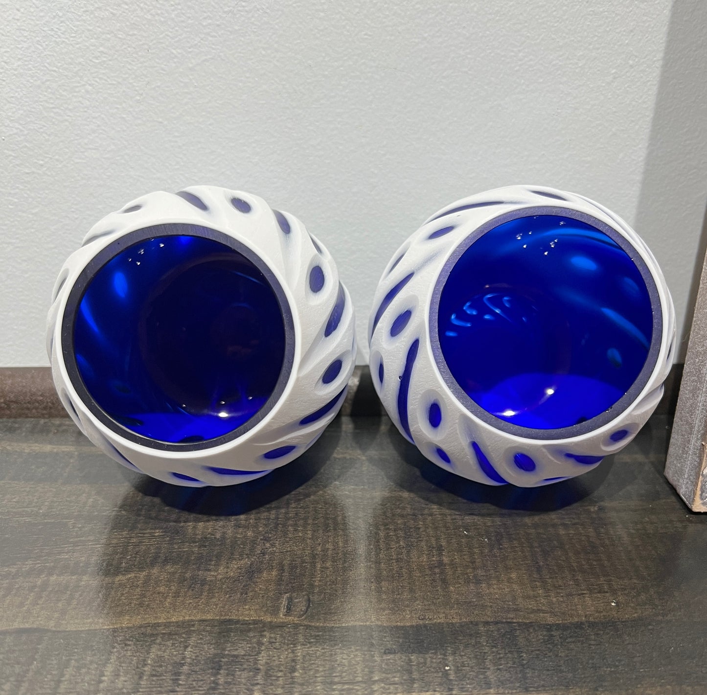 Rare 1970's Blue & White Votives