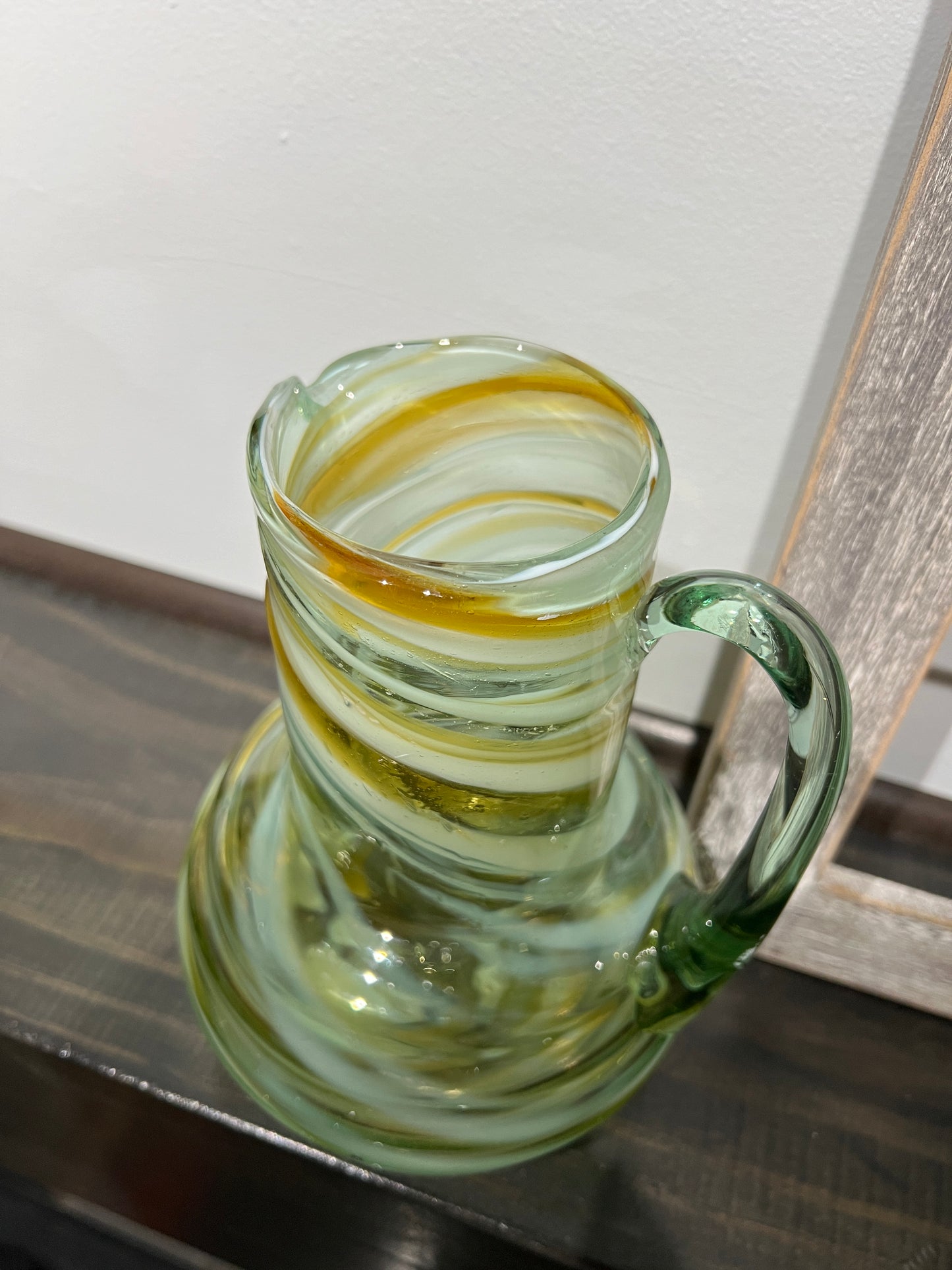 Vintage Art Glass Swirl Pitcher