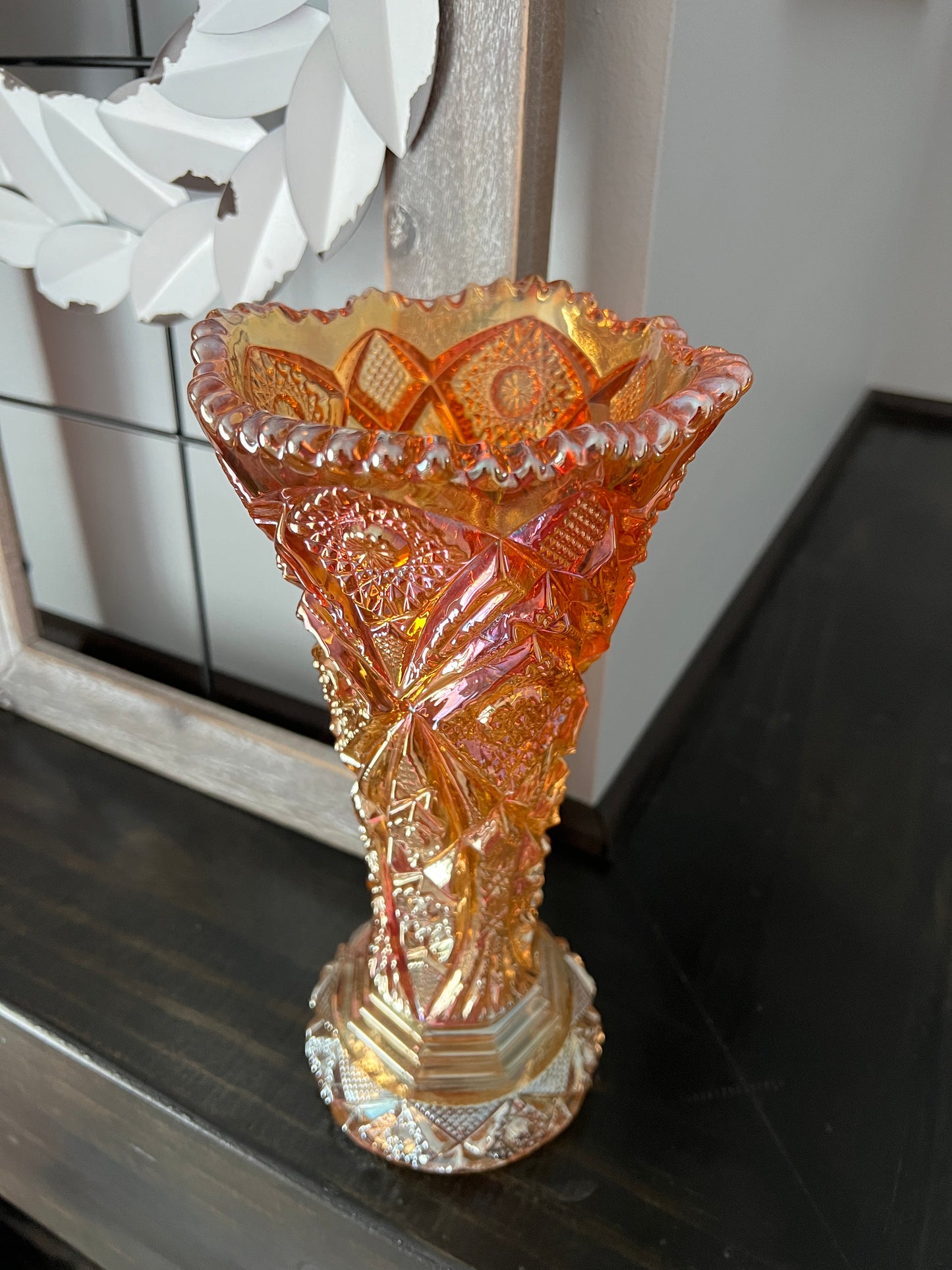 Vintage Imperial Carnival Art Glass Vase Set