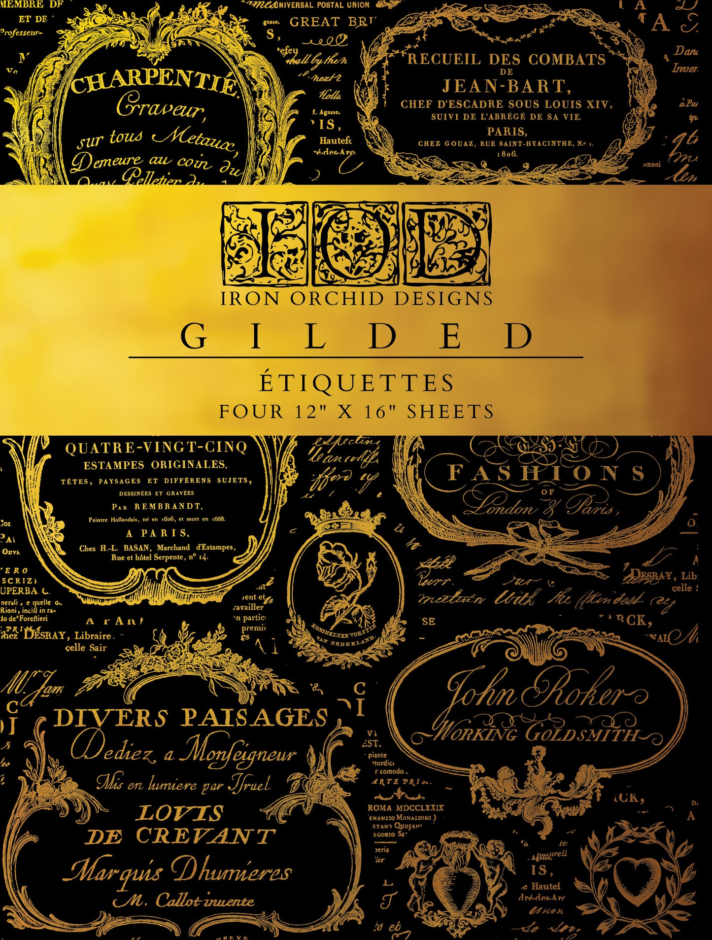 Iron Orchid Designs Category!  "Gilded" - Étiquettes Foil Transfer