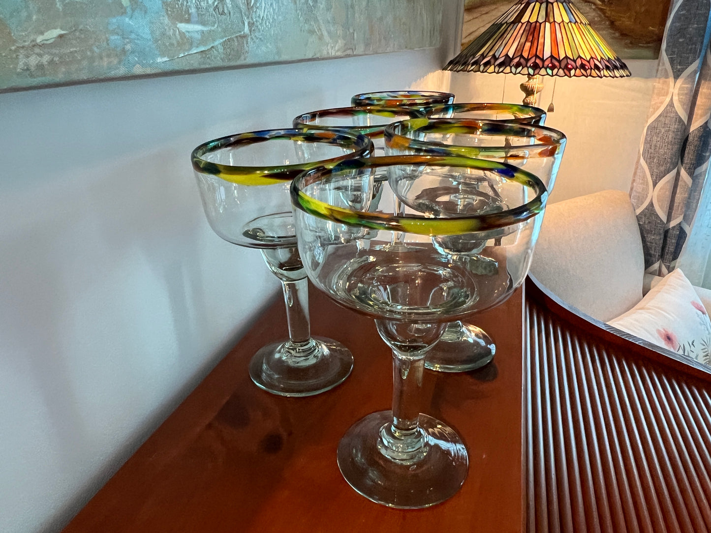 Handblown Artisan Margarita Glasses - Set of 6