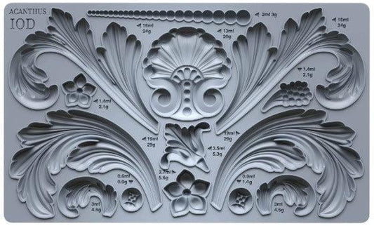 Iron Orchid Designs Acanthus Mould - Food Safe Silicone Mold for Classical Leaf Appliques, Furniture & Architectural Crafts